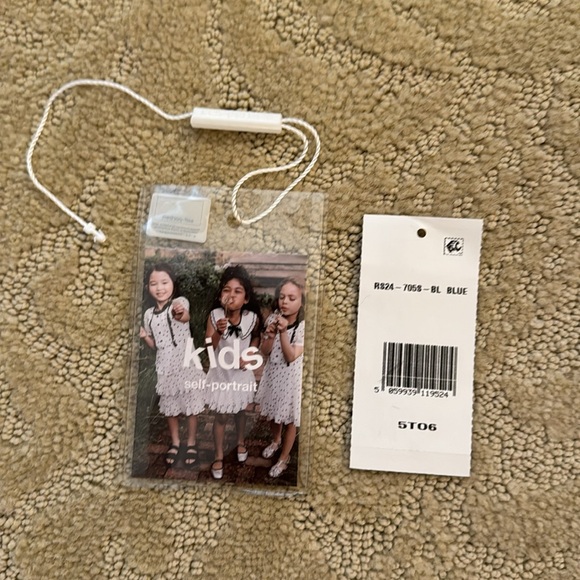 Self Portrait Dress- Size 5 / 6 GIRLS BLUE BEAD & FAUX PEARL TULLE DRESS - Picture 7 of 8